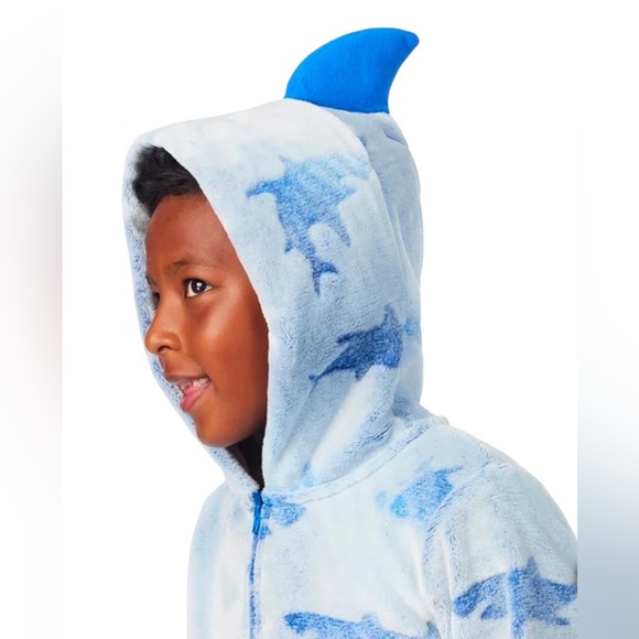 SAINT EVE YOUTH HOODED FLEECE SLEEPER/SIZE: 7/8 BLUE SHARK - Picture 7 of 13